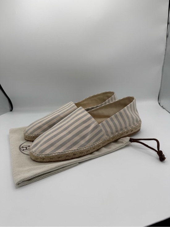 Hermes Striped Espadrille Slip-Ons with Logo Dust Bag size 44 main image 4
